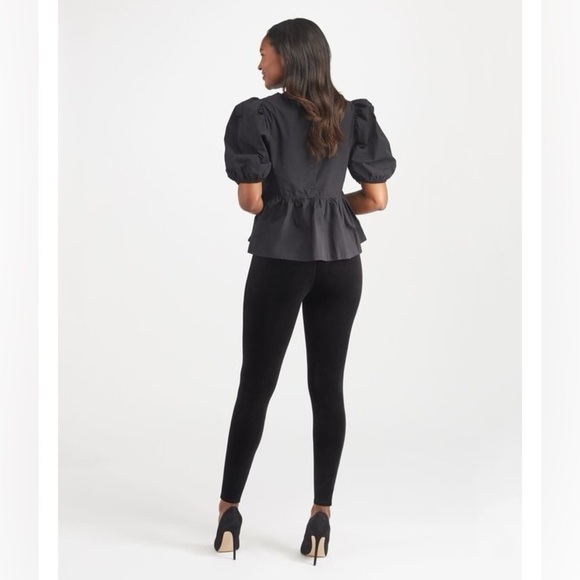 SPANX Velvet Leggings Medium Black 2070 Slimming Classic Bottoms Holiday Stretch - Picture 6 of 13